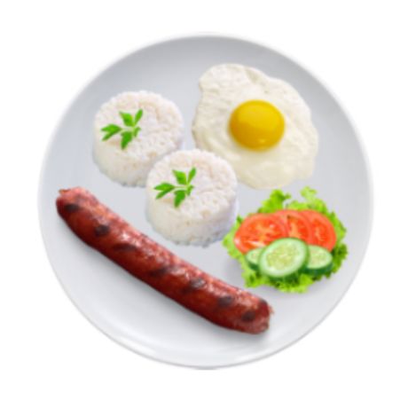 Sausage with rice and egg