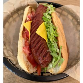 spicy hungarian sausage sandwich